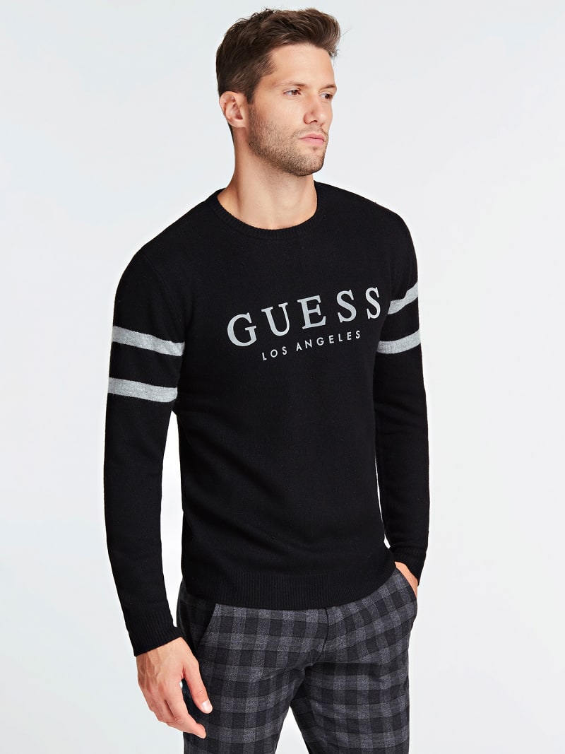 Pullover Logo Streifen An Den Armeln Guess Offizieller Online Shop