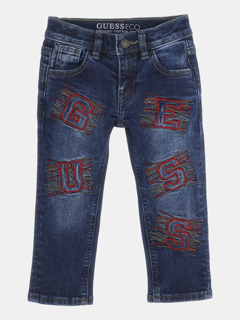 Denimowe spodnie z haftowanym logo