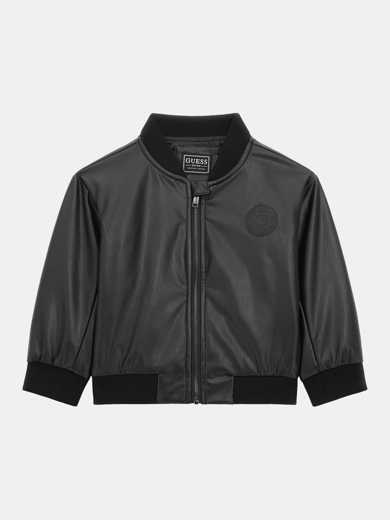 Faux leather bomber