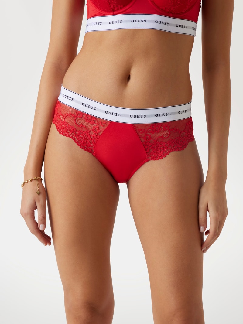 Lace briefs with logo band