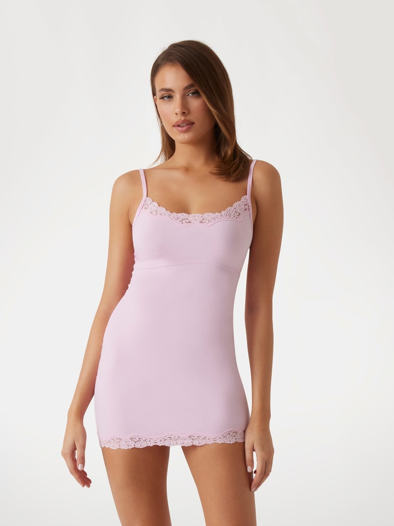 Pink slip dress mini deals