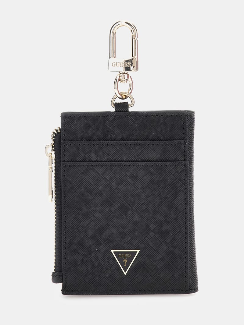 GUESS® Saffiano leather card holder keyring