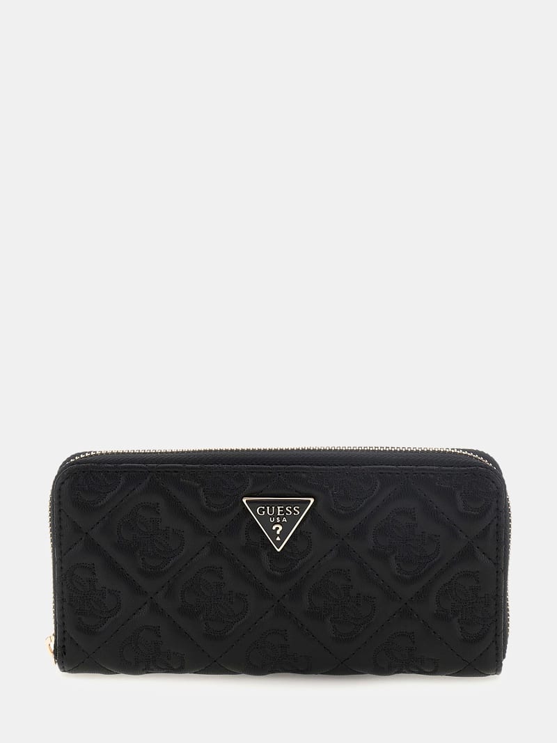 Portefeuille GUESS Aviana Femme - Format Maxi - Fermeture Zip - Couleur Latte/Stone - 20.5x10 Cm