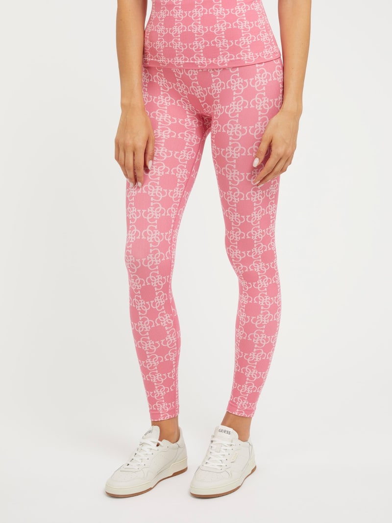 GUESS Women's Active Leggings with All Over Logo Print