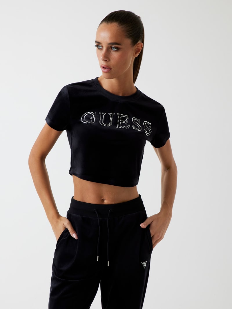 Guess JUNIOR CROP - T-shirt Imprimé - Elegant Pink/rose Clair