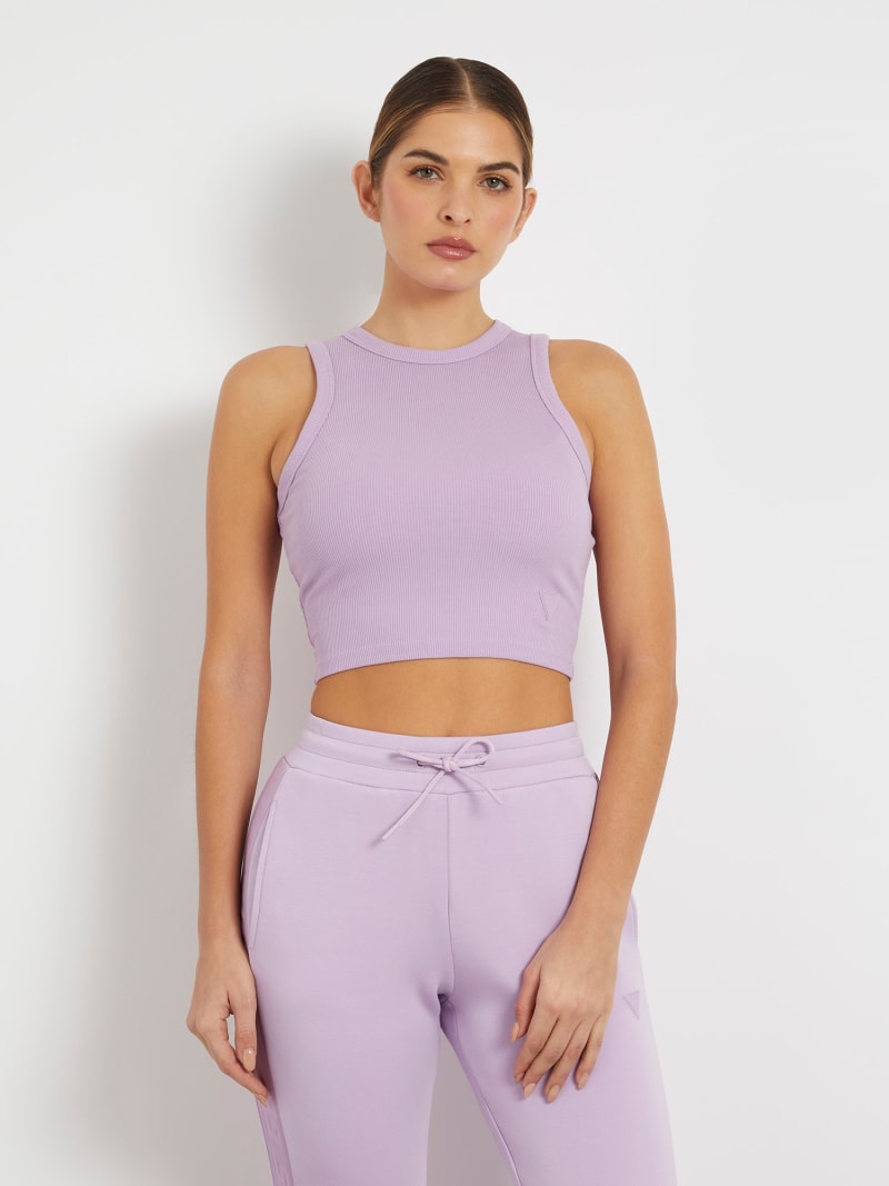 Cropped tanktop van gebreide ribstof