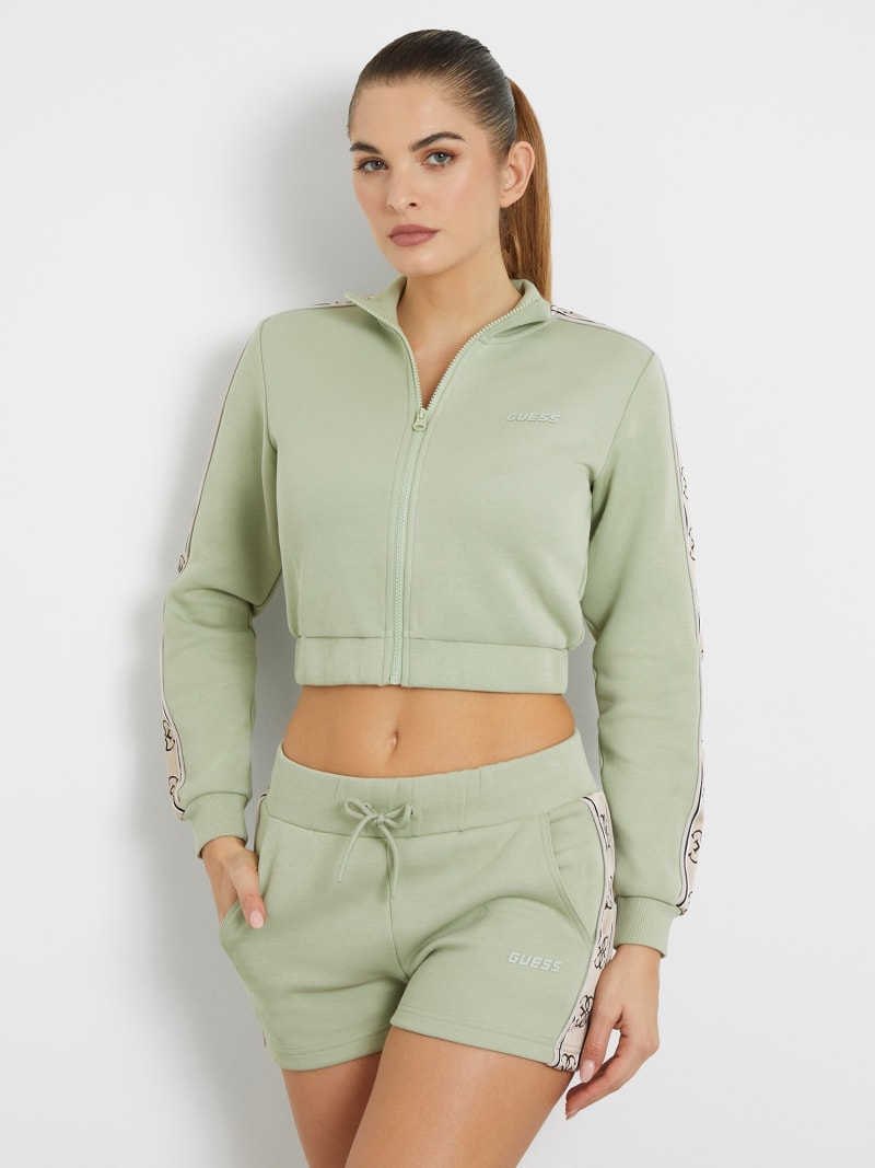 Cropped Sweatjacke mit seitlichem Logo