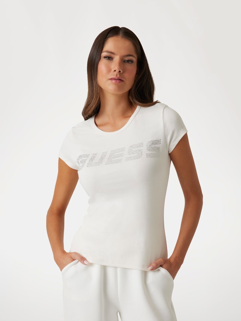 White guess logo t shirt on sale