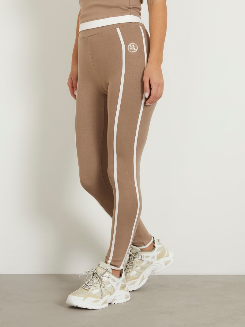 Comprar Leggings de punto acanalados Beige para mujer, pantalones