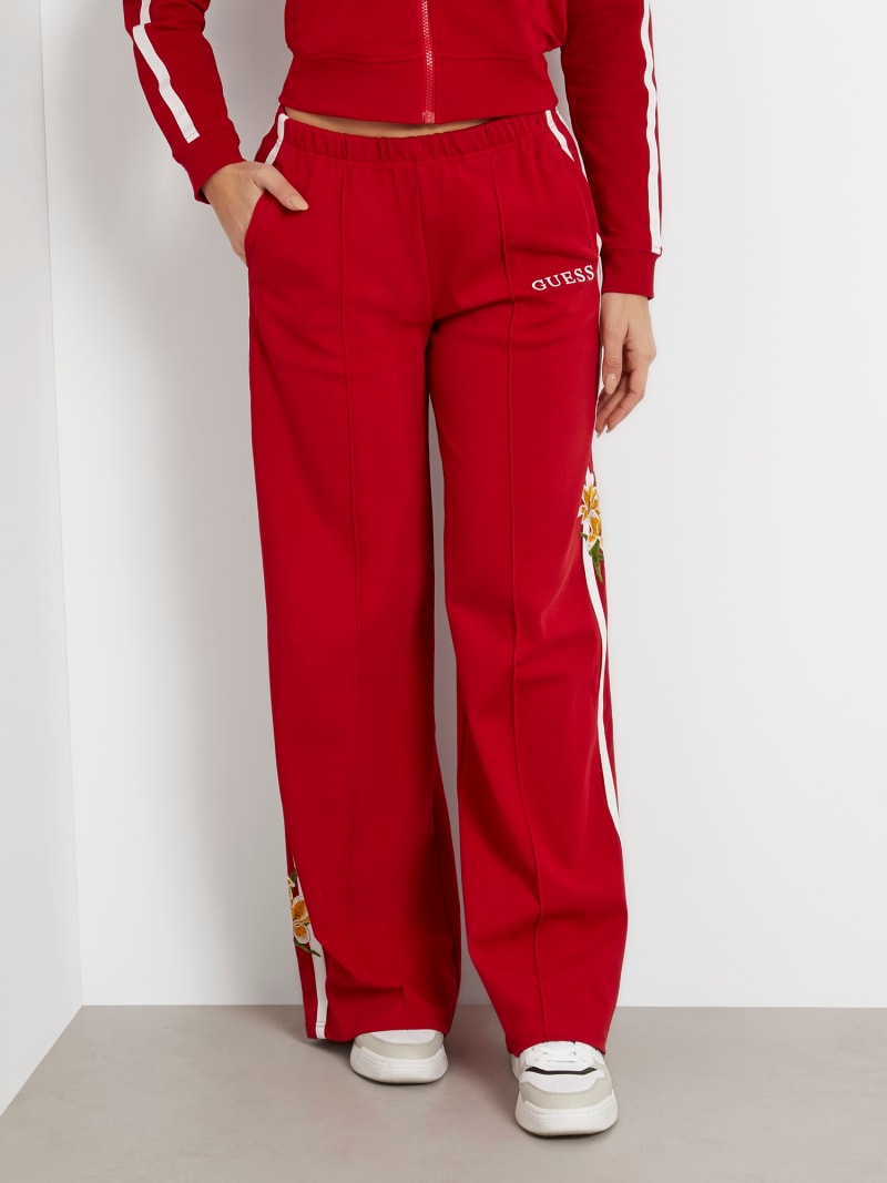 Floral embroidery straight pant