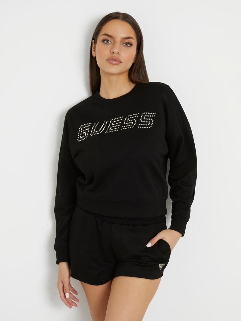 GUESS Sweatshirt Frontlogo Strass Damen