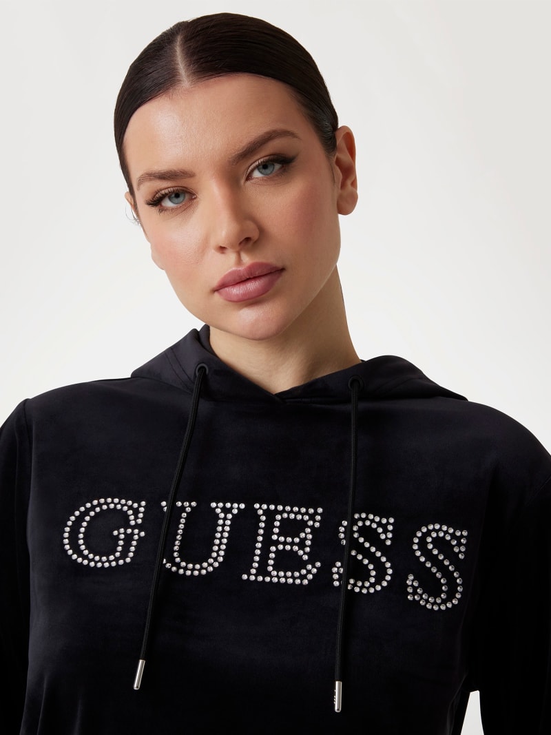 GUESS® Rhinestones front logo sweatshirt Women