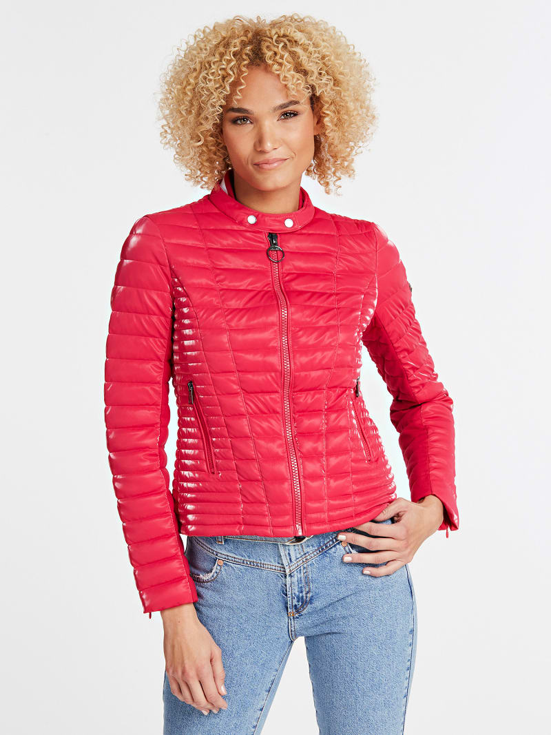 red leather jacket guess