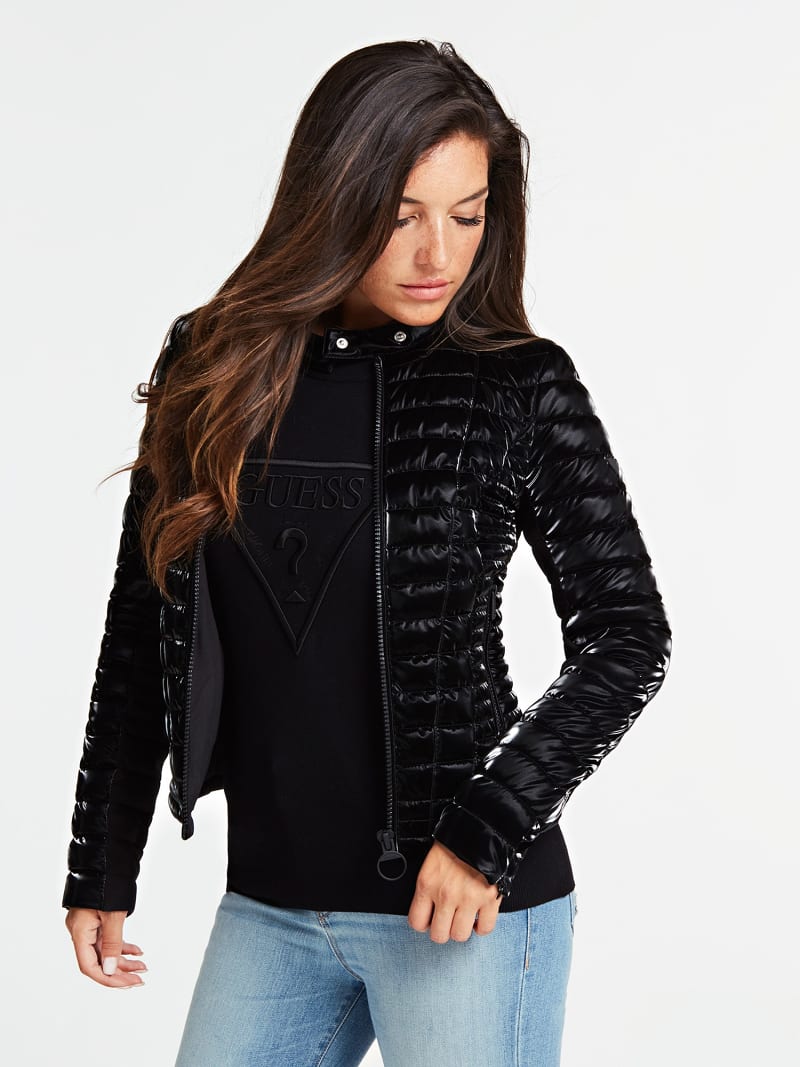 faux leather jacket guess