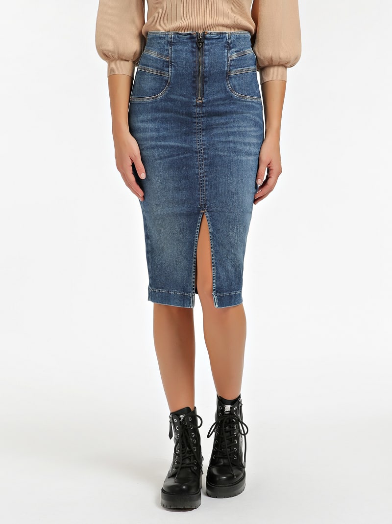 guess denim pencil skirt