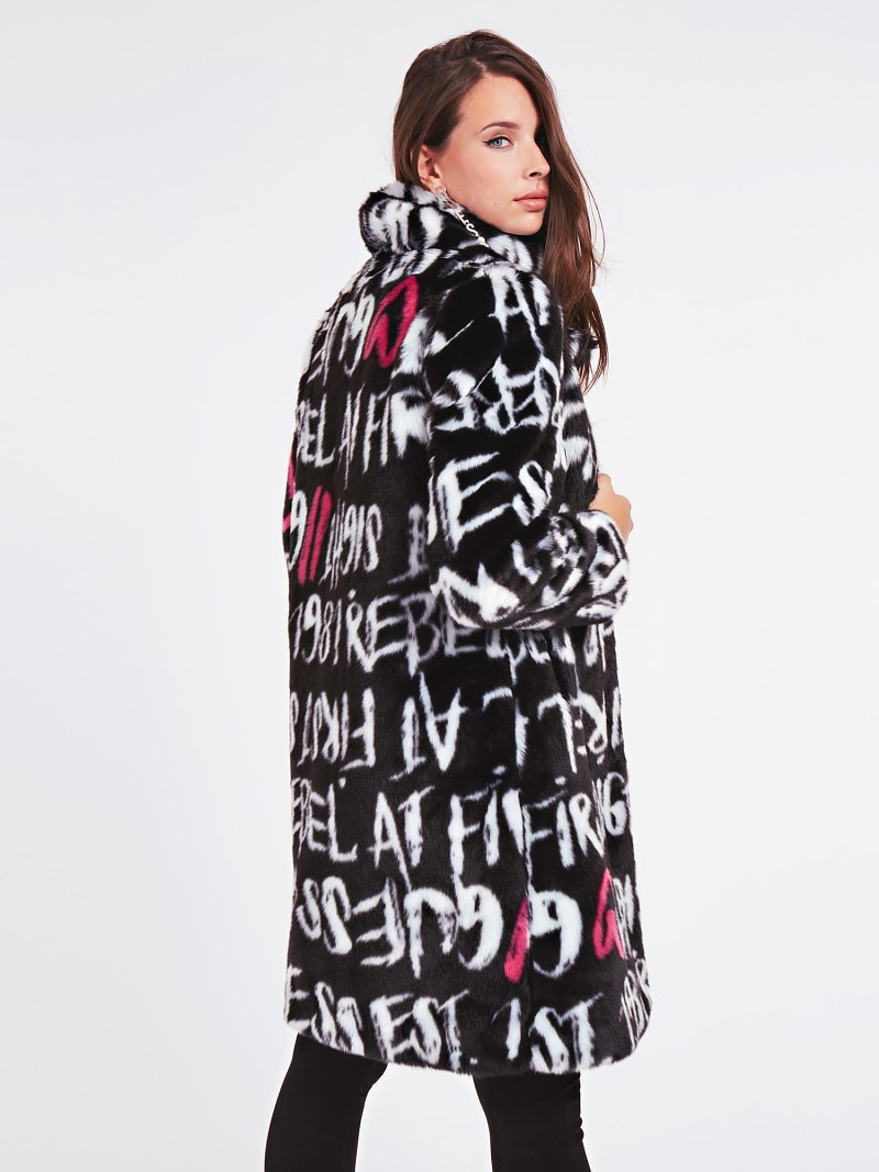 guess serenity faux fur coat