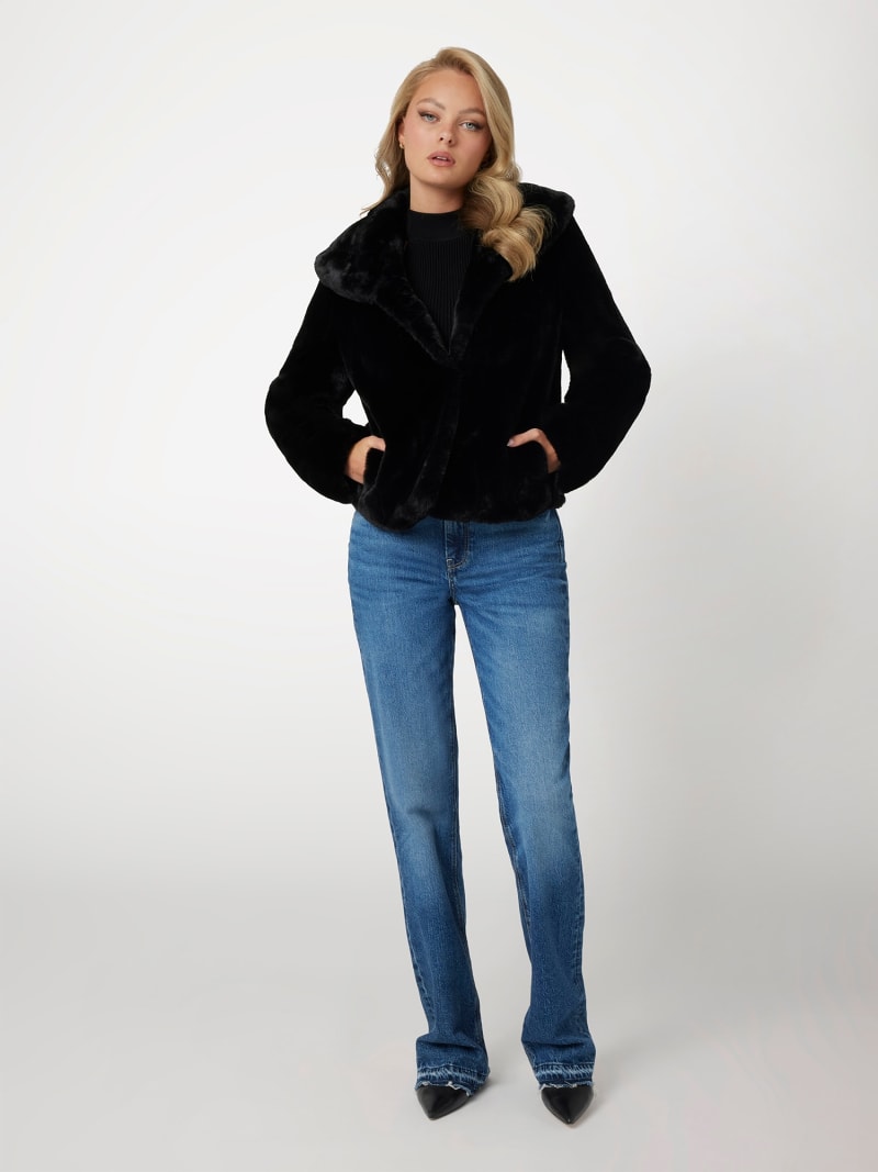 Guess black fur jacket 2025