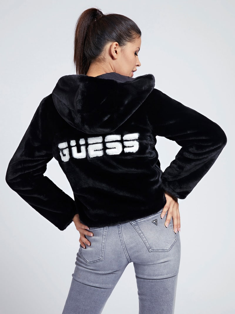 guess faux fur denim jacket