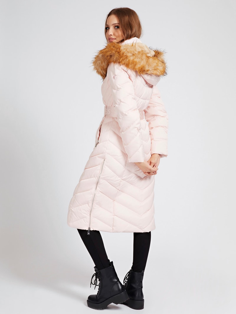 Guess belted padded long jacket clearance