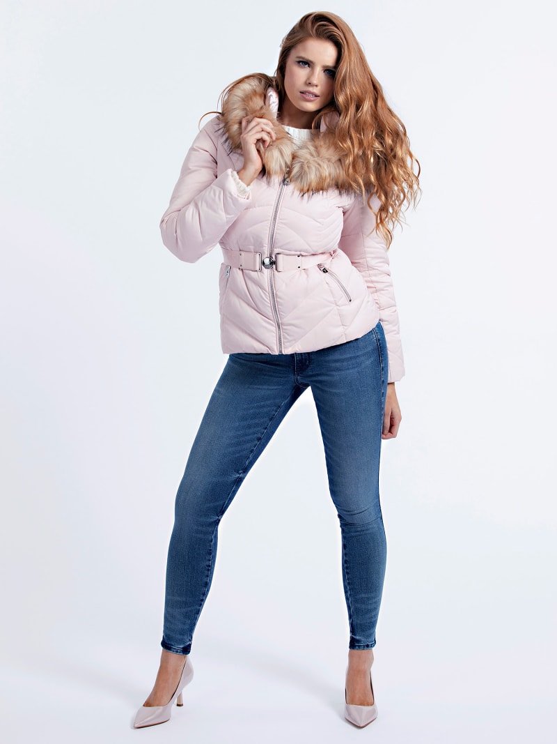 Guess belted padded jacket