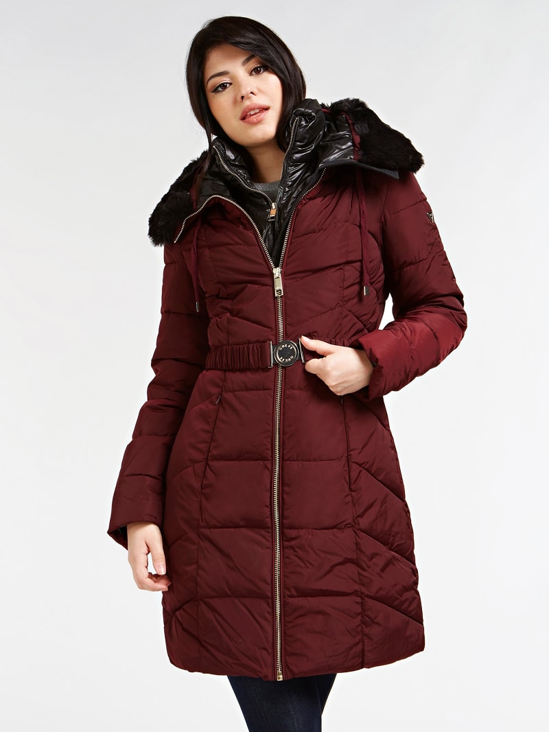 Guess long faux fur padded jacket clearance