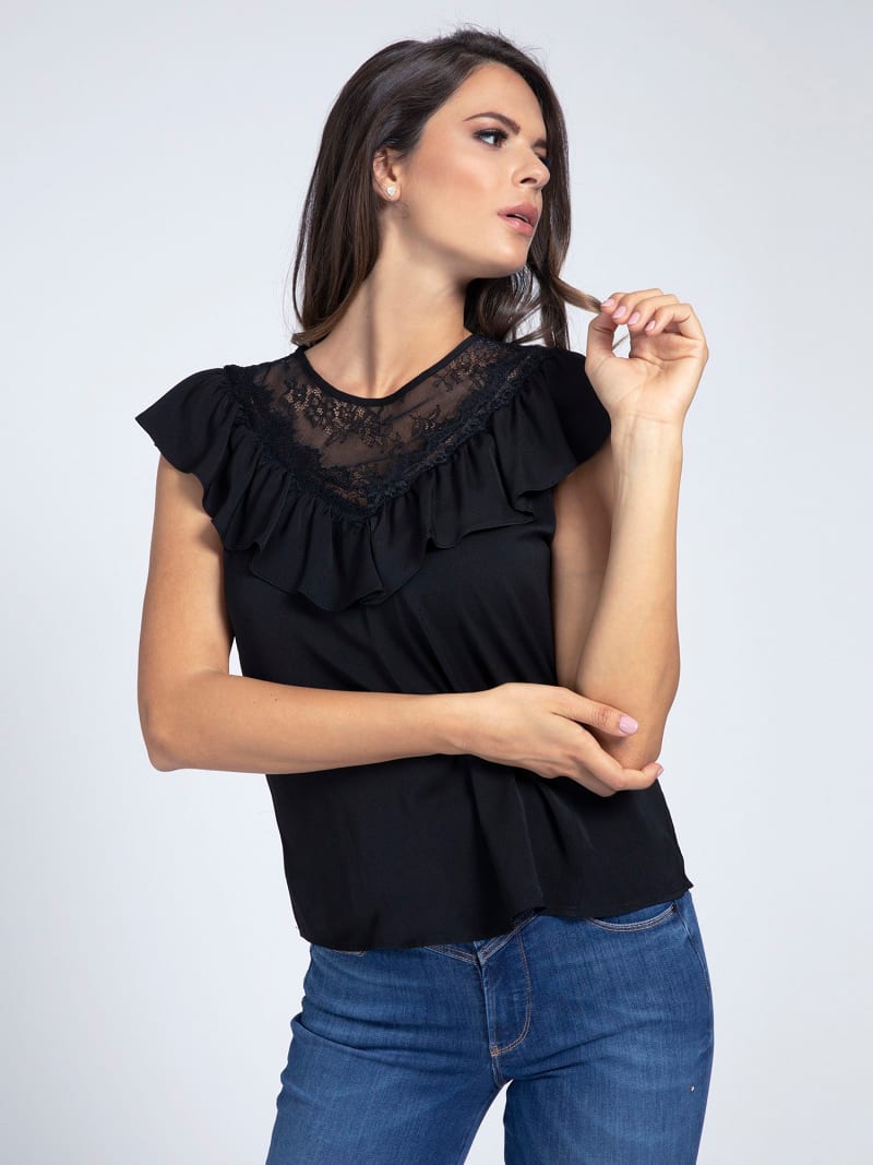 satin ruffle top