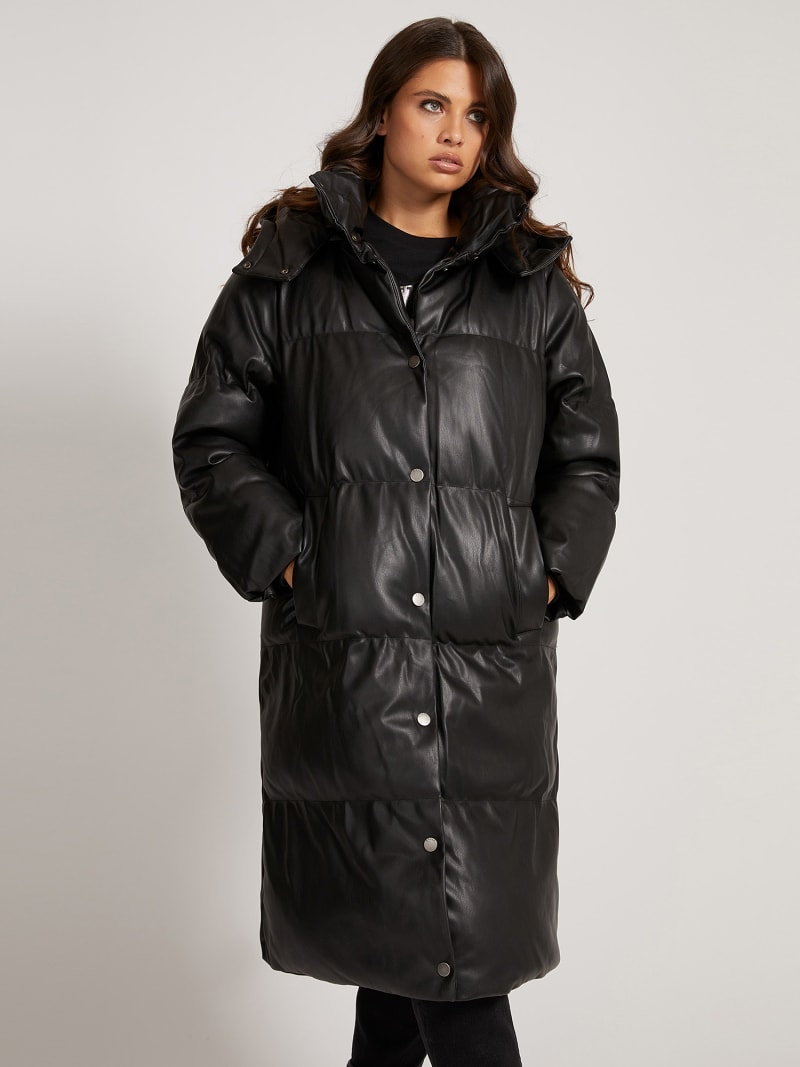 Faux leather padded jacket