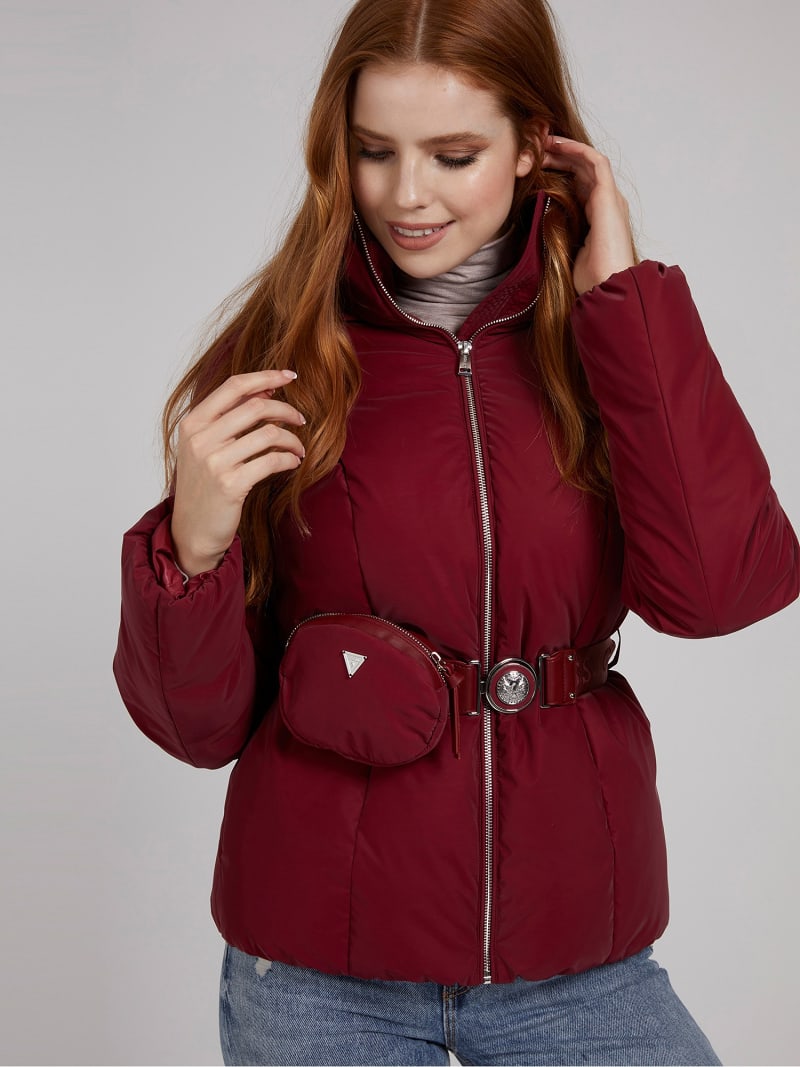 BELTED PADDED JACKET WITH HOOD | Guess