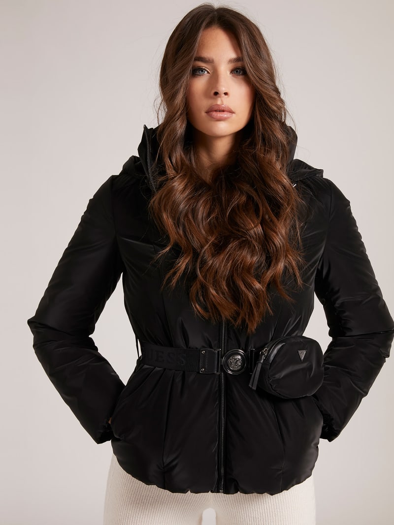 BELTED PADDED JACKET WITH HOOD | Guess