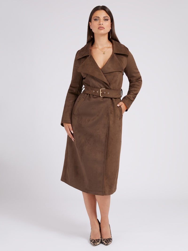 FAUX SUEDE LONG TRENCH