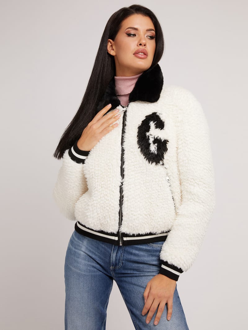 JACQUARD FAUX FUR BOMBER