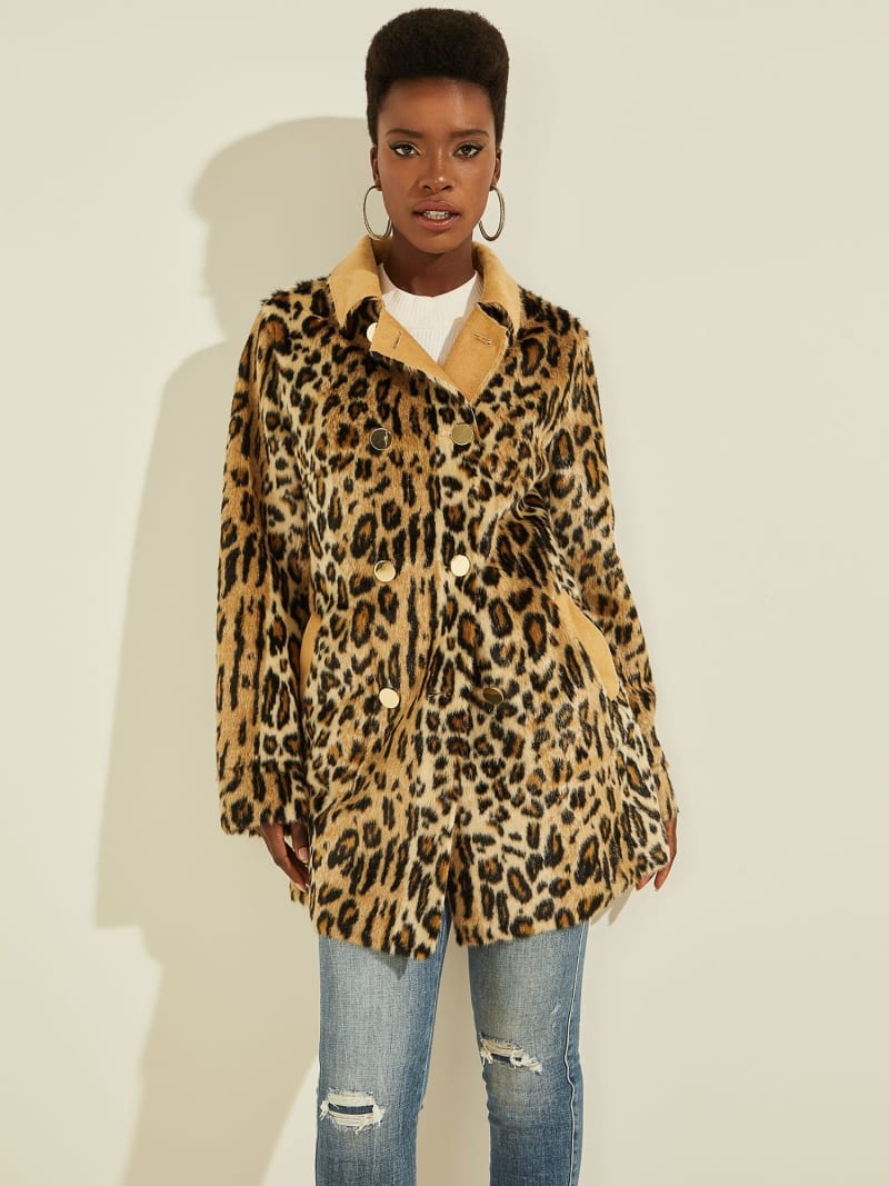 Reversible faux suede leopard coat hot sale