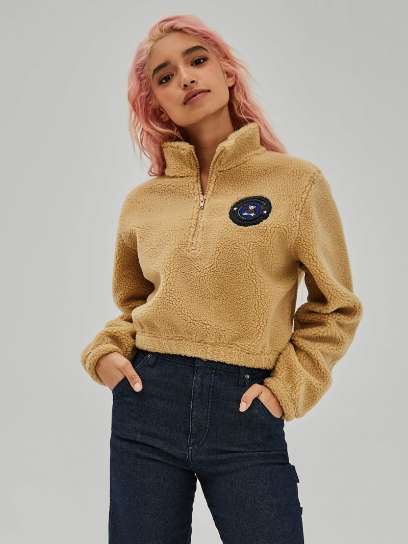 Guess - Sweat Capuche A Bandes Femme V2YQ15-KA3P1 Rose Pale