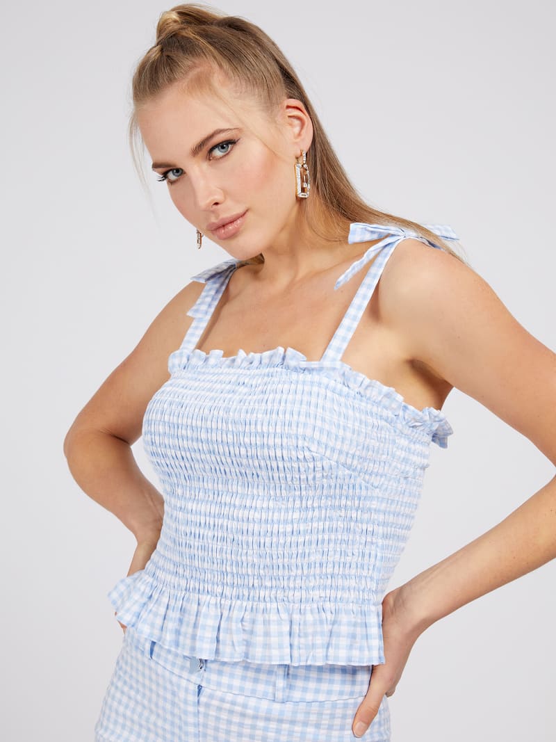 Gingham Check Top Guess Official Online Store