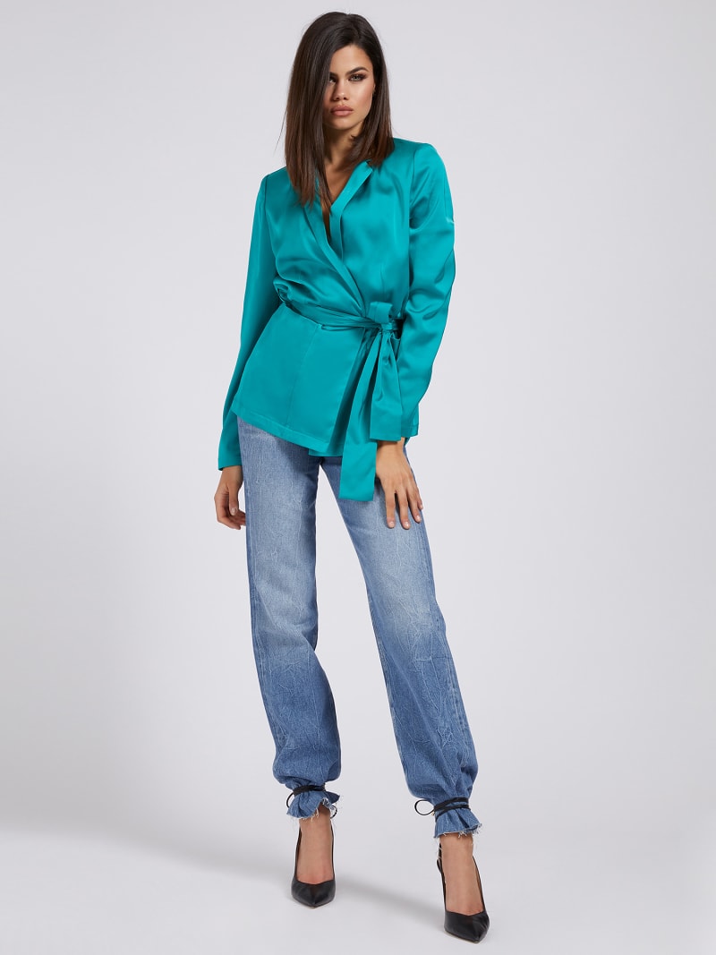 belted blazer top