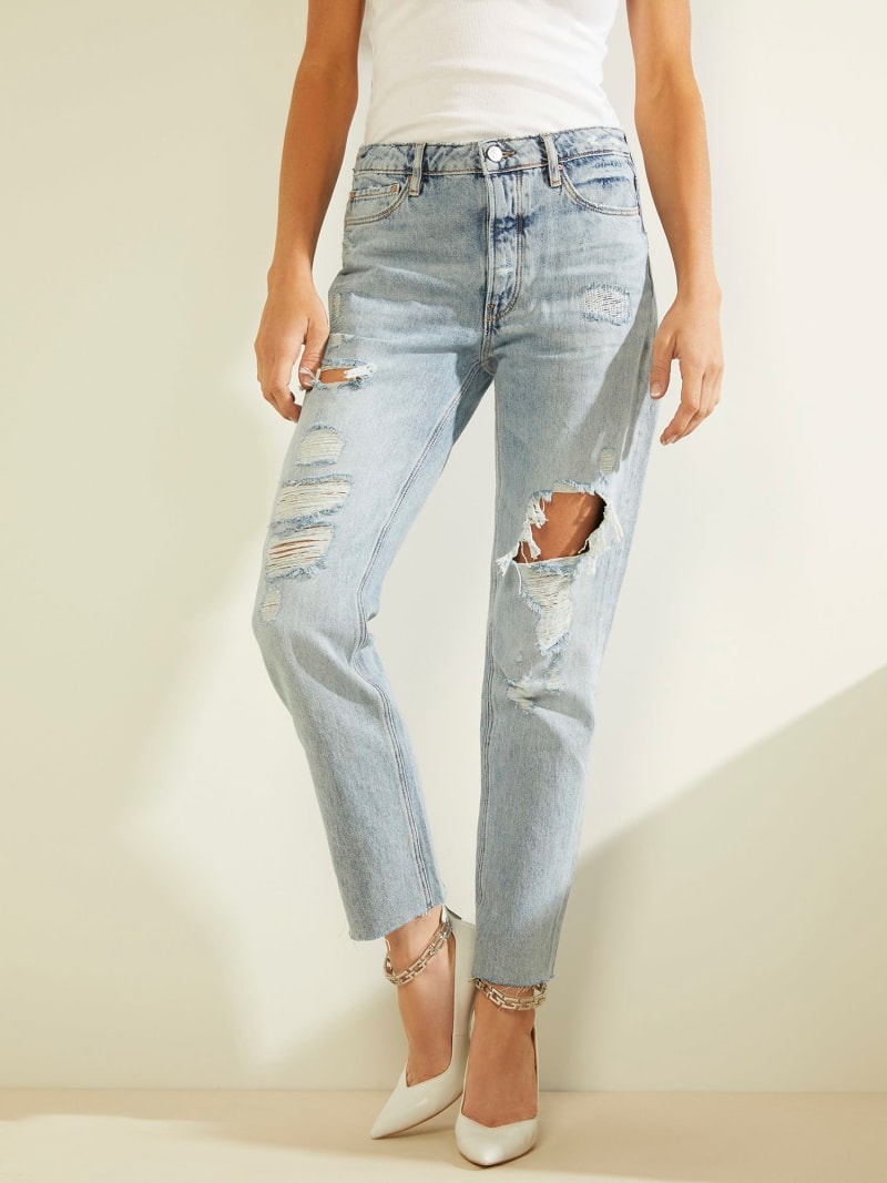 Relaxed Fit Denim Pant Abrasions Guess Official Online Store