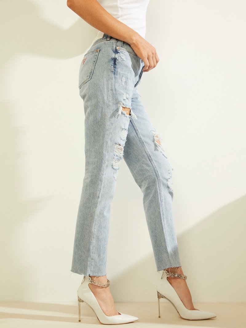 Relaxed Fit Denim Pant Abrasions Guess Official Online Store