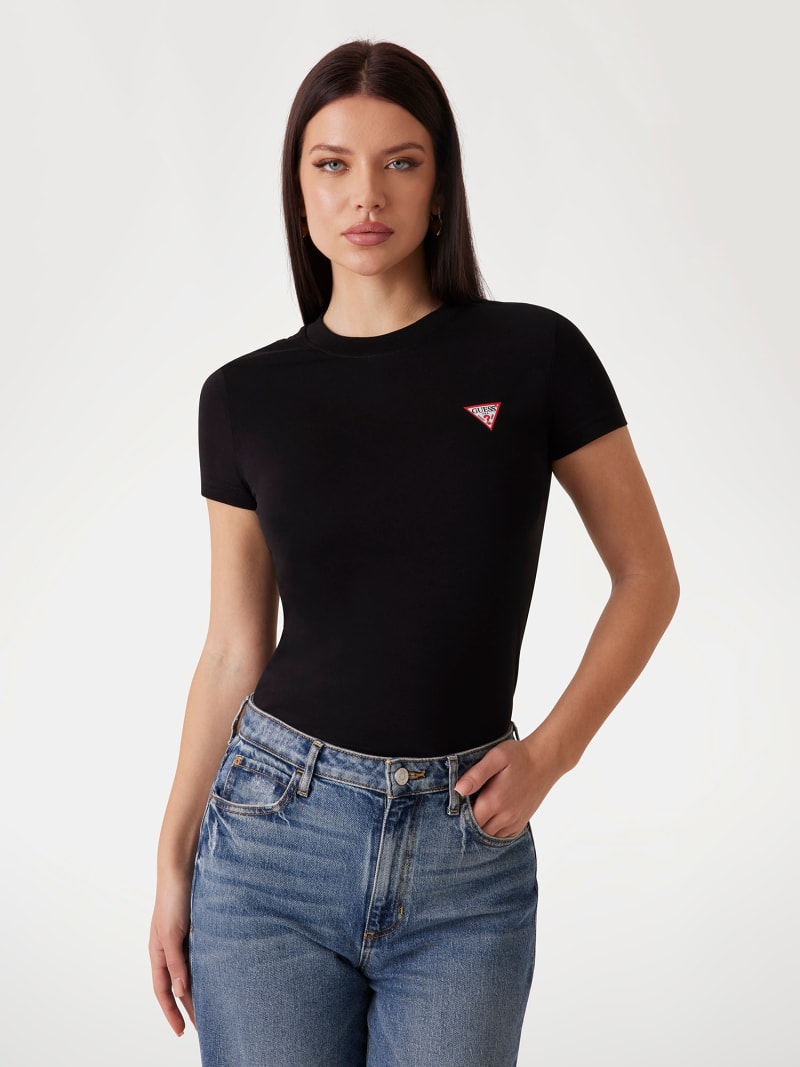 Guess triangle logo t shirt women's outlet