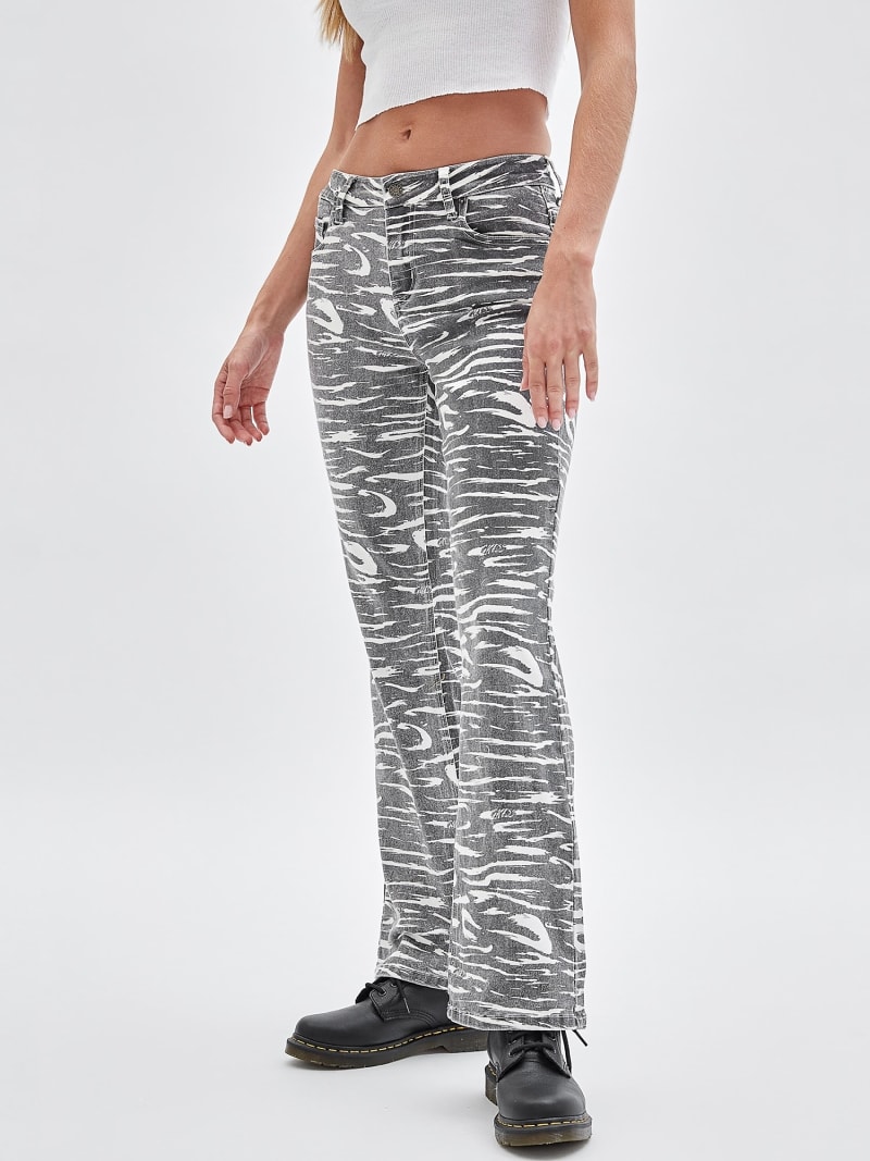 Calças de ganga bootcut com estampado zebra