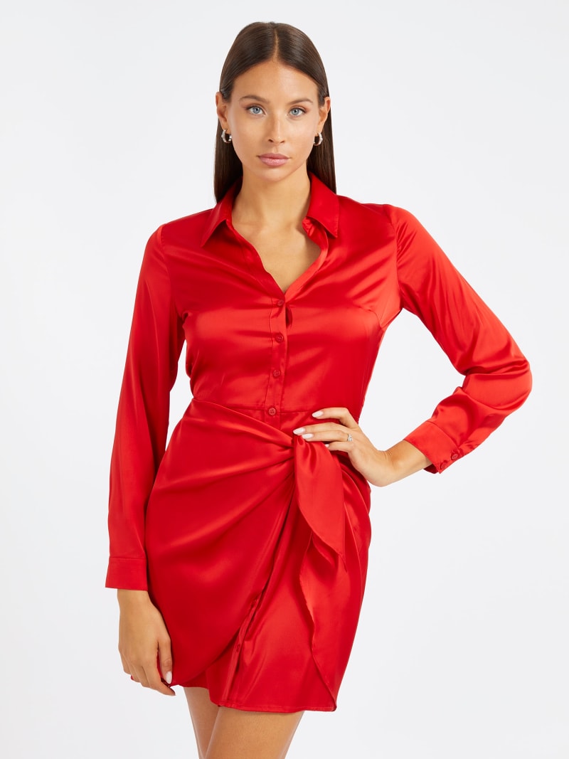 Satin chemisier dress