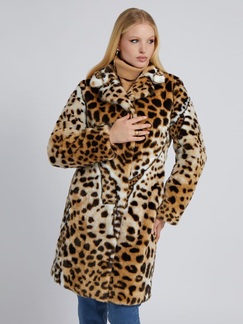 Animalier faux fur coat