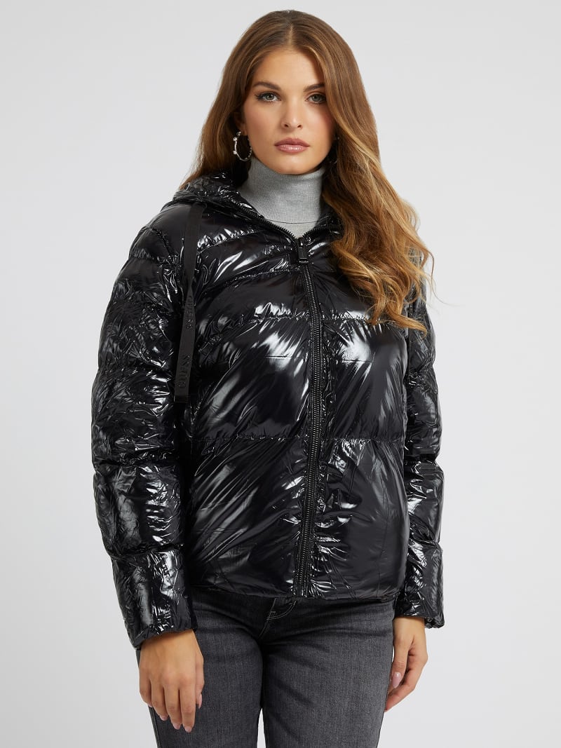 Glänzende Nylon-Steppjacke