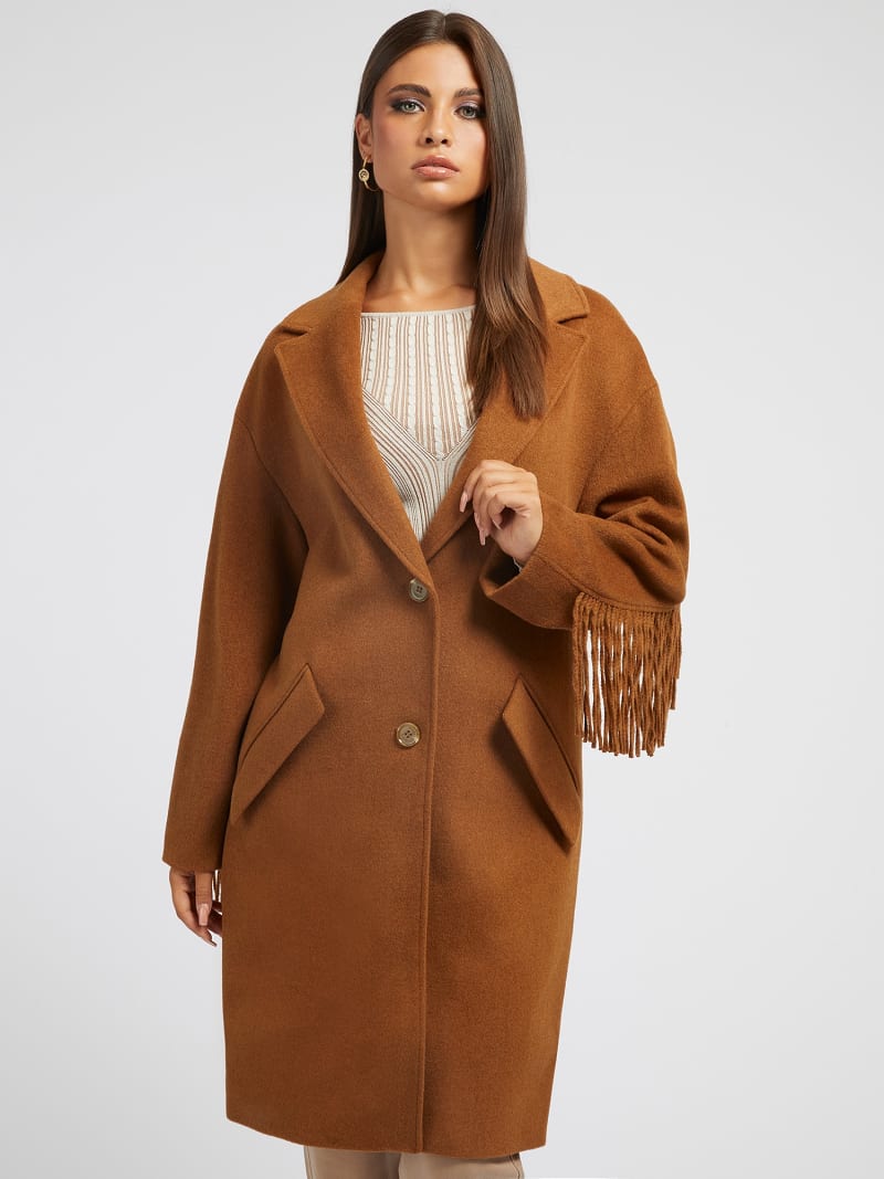 Fringes wool blend coat