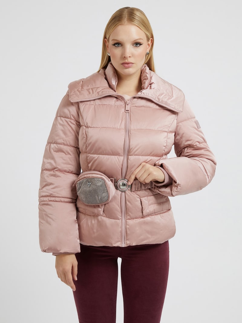 Casaco puffer com cinto