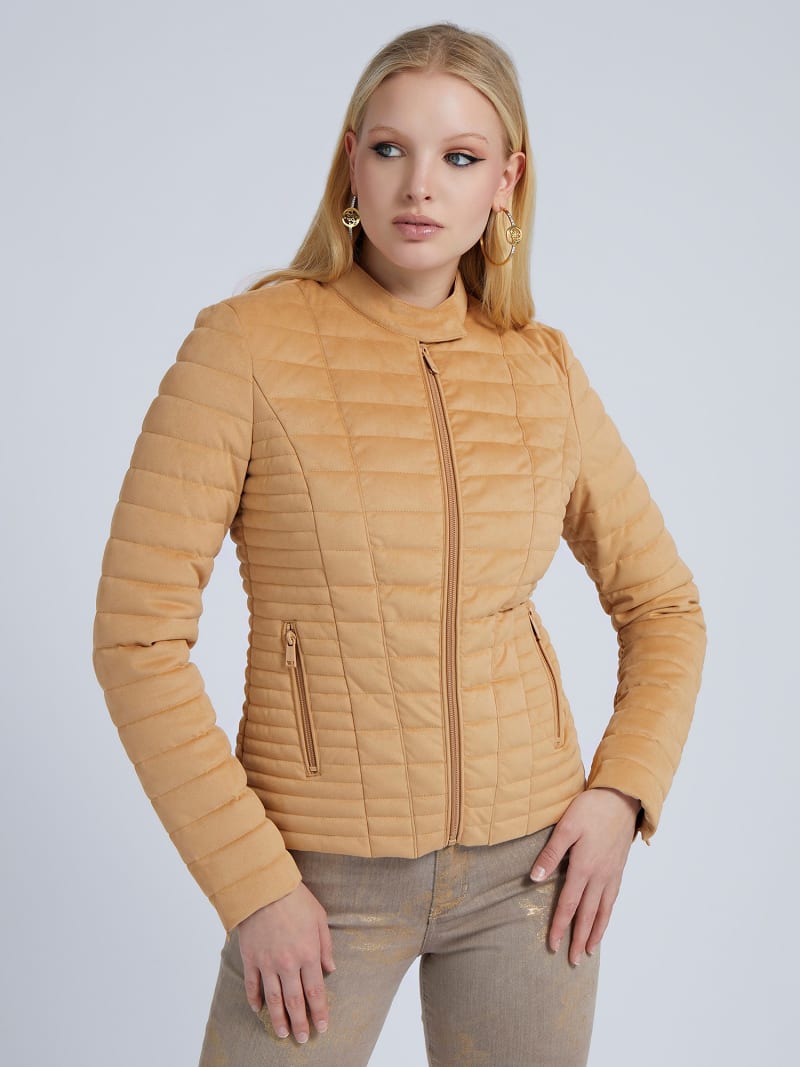 Faux suede puffer jacket cheap