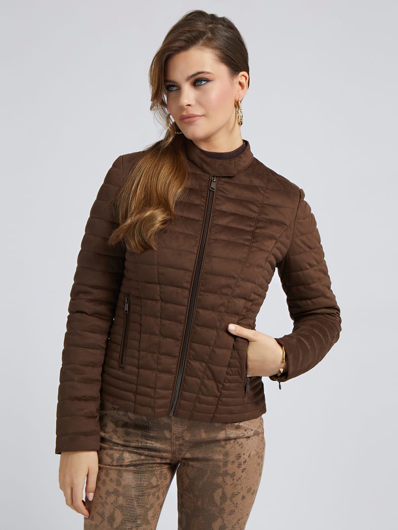 Faux suede puffer jacket new arrivals