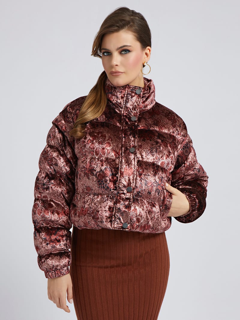 All over print cropped puffer