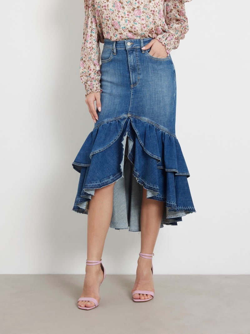 Ruffles denim skirt