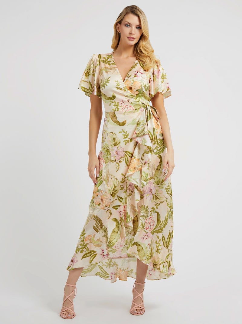 Abito lungo stampa fiori guess sale