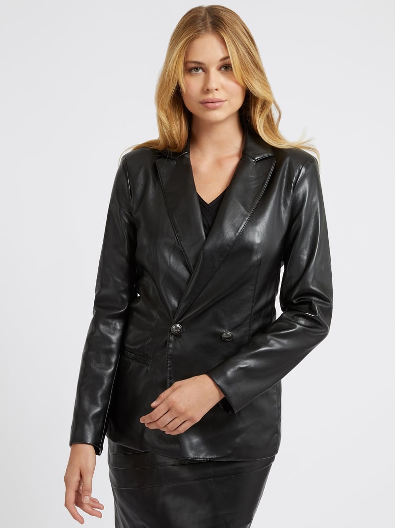 Faux leather blazer